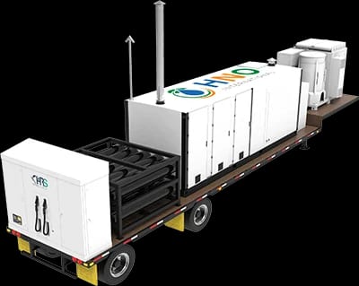 HNO International mobile hydrogen refueling system on a trailer skid