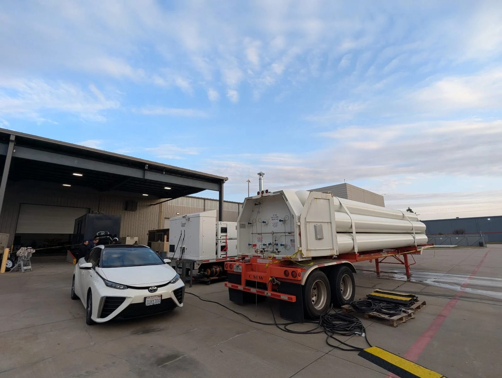 Mobile hydrogen refueler at a customer site